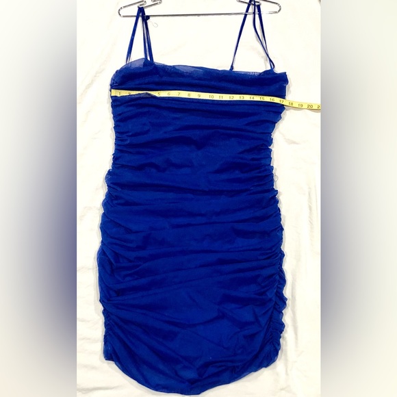 🛍AKIRA royal blue all over rouched party mini dress size 2X NWOT - Picture 9 of 9